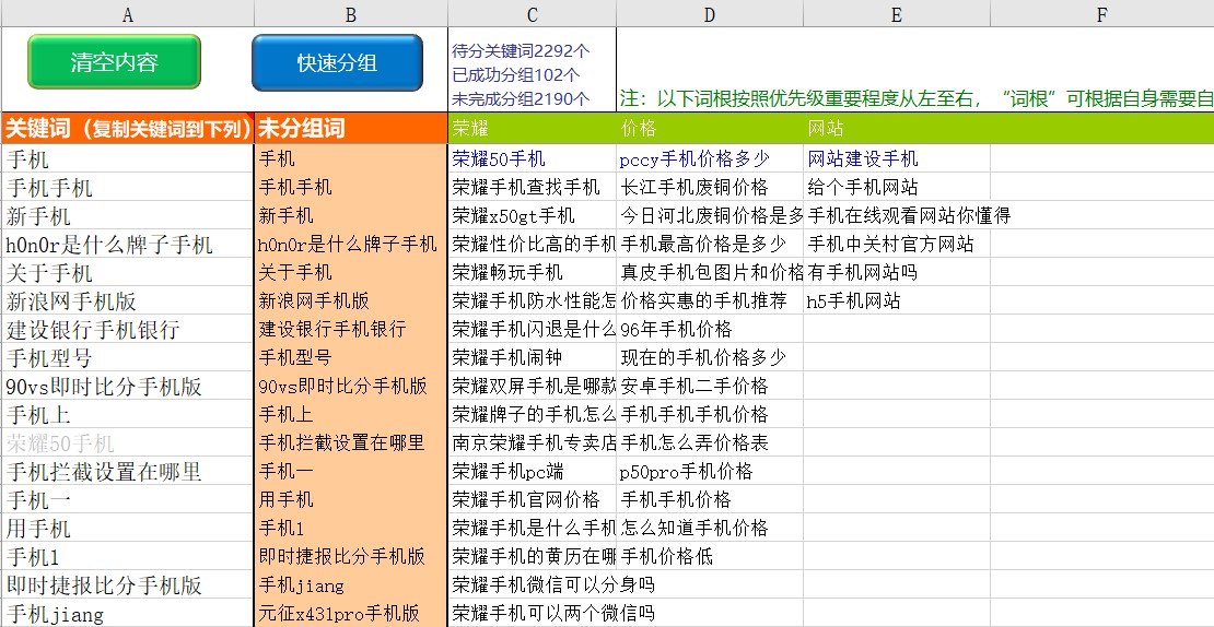 通过关键词挖掘工具获取的关键词如何进行分组